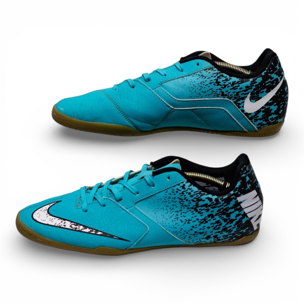 Nike BombaX IC Men's 10.5 Blue Black Indoor Soccer Shoes Excellent 826485-410